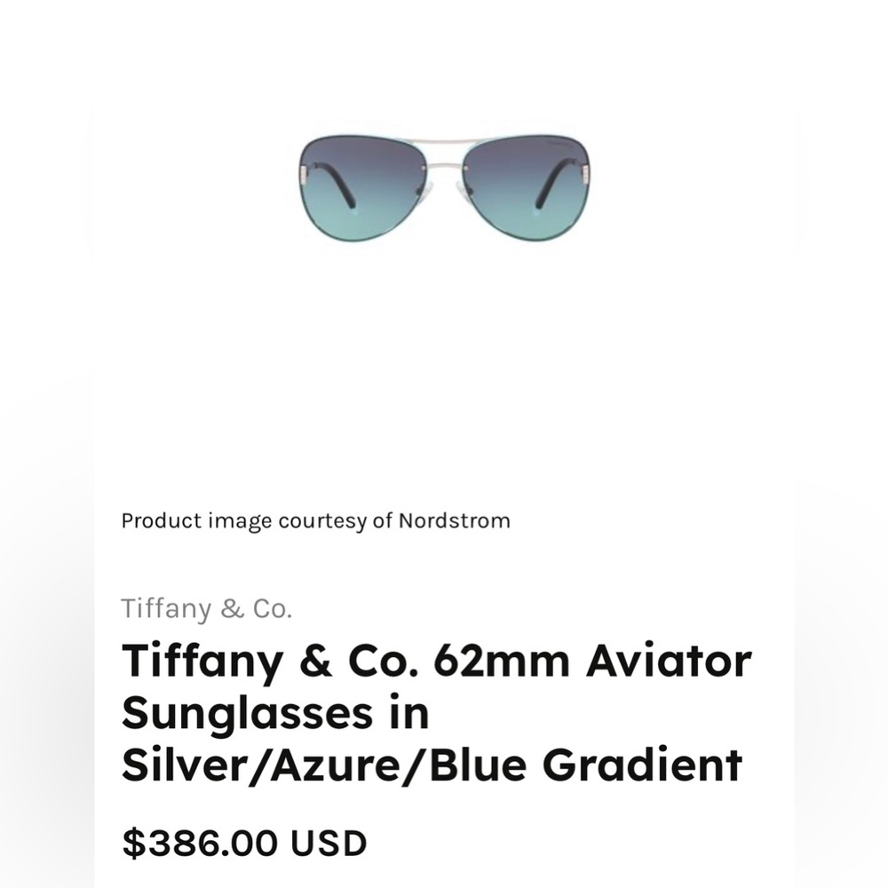NEW Tiffany & Co. Studded Aviator Sunglasses in silver and blue gradient - Picture 16 of 16